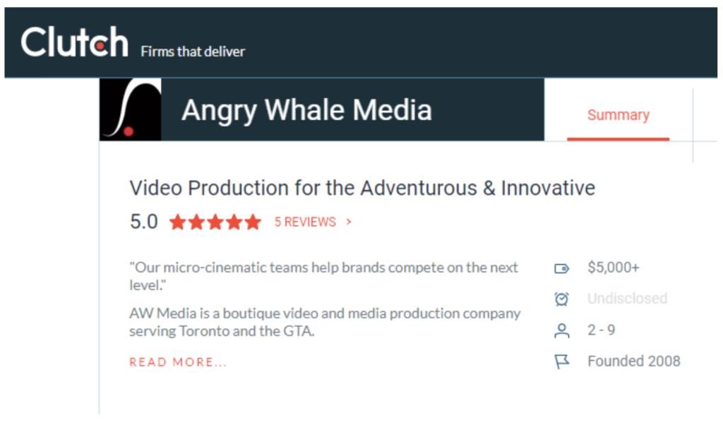 Angry Whale Media - view on Clutch