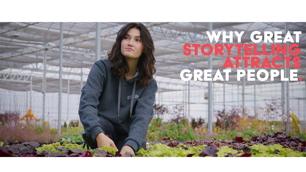 Image of grower looking up at client